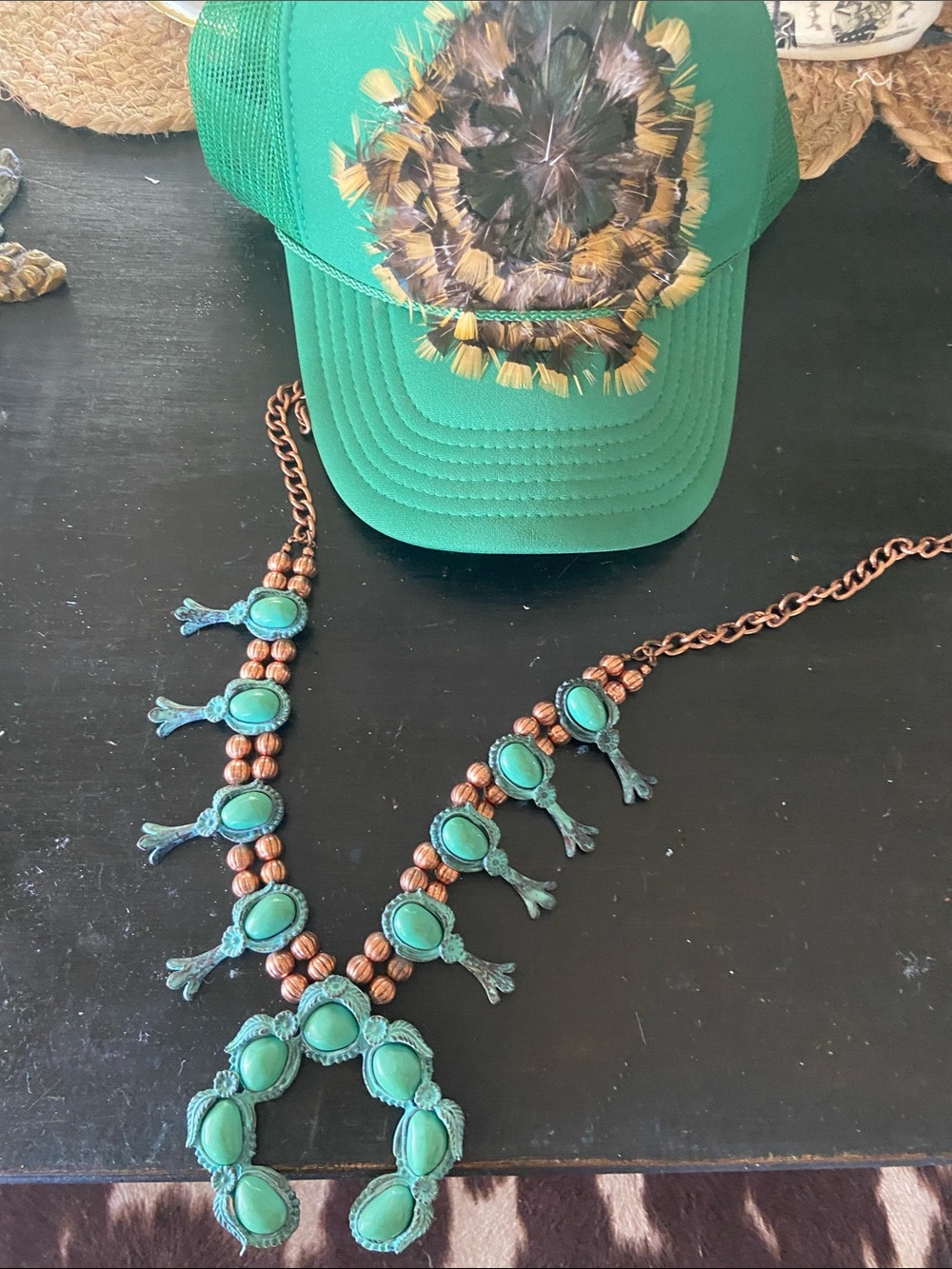 Turquoise and Copper Statement Necklace